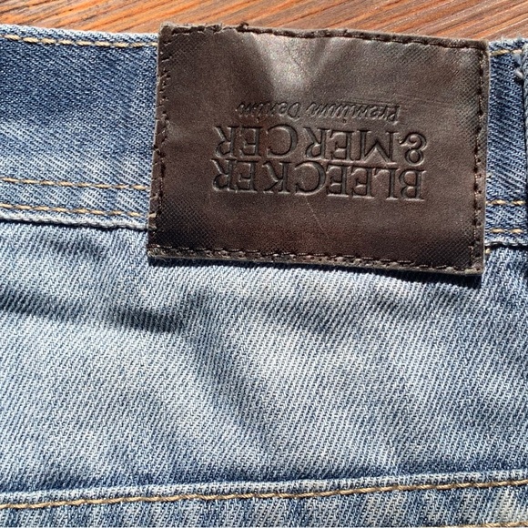 Bleecker & Mercer Mens Blue Distressed Destroyed Jean Shorts Size 34 W Hip Hop - Picture 13 of 14